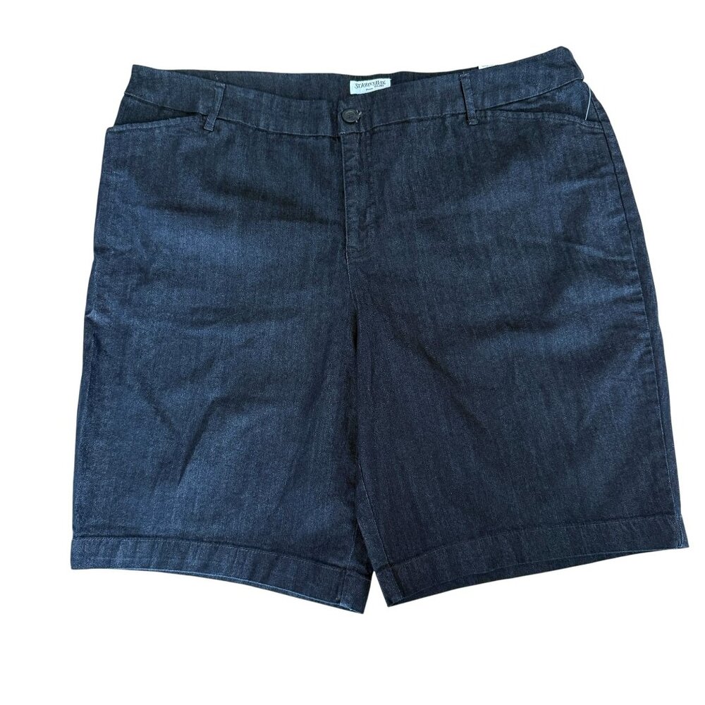 NWT St. Johns Bay Womens Secretly Slender Bermuda Shorts 22W Dark Wash Cotton - Picture 12 of 13